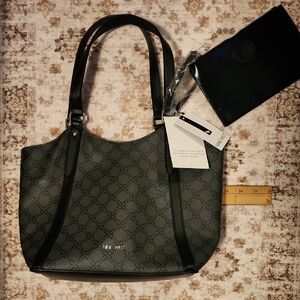 Nine West Black Patterned Tote Bag